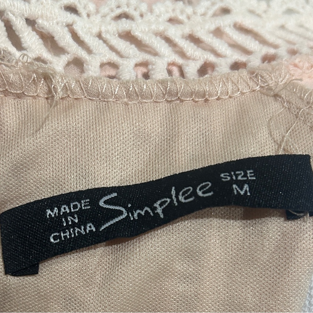 Simplee Apparel Blush peach Lace Eyelet Mini Dress fit & flare lined size medium - Picture 11 of 11